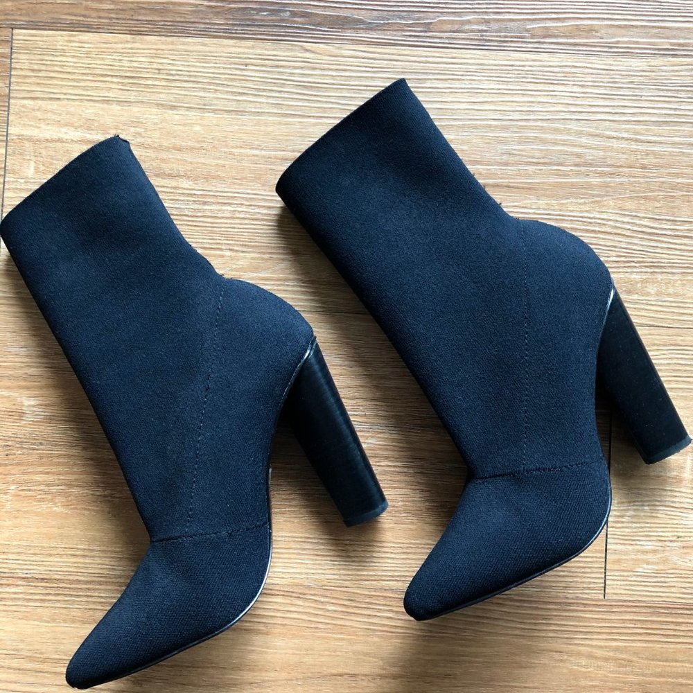Steve Madden Black Stretch Knit Capitol Bootie - Picture 4 of 11